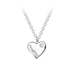 Wholesale Silver Daughter Heart Necklace