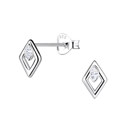 Wholesale Silver Diamond Shaped Stud Earrings