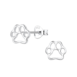 Wholesale Silver Paw Print Stud Earrings