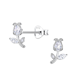 Wholesale Silver Tulip Flower Stud Earrings