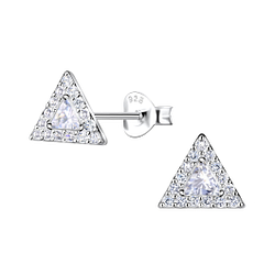 Wholesale Silver Triangle Stud Earrings