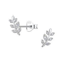 Wholesale Silver Olive Leaf Stud Earrings