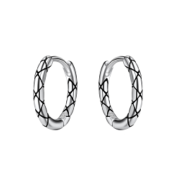 Wholesale 13mm Silver Patterned Huggie Earrings