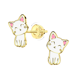 Wholesale Silver Cat Screw Back Earrings