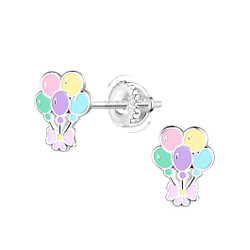 Wholesale Silver Balloon Screw Back Earrings
