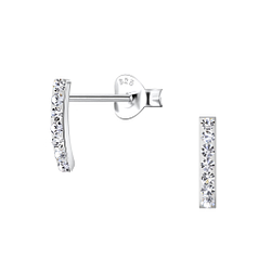 Wholesale Silver Crystal Bar Stud Earrings