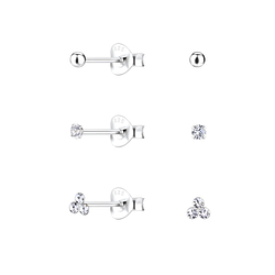 Wholesale Silver Basic Mixed Stud Earrings Set