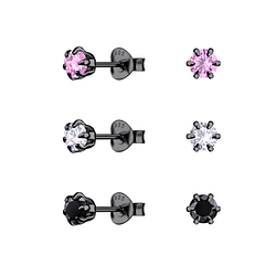 Wholesale 4mm Round Cubic Zirconia Silver Stud Earrings Set