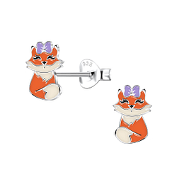 Wholesale Silver Fox Stud Earrings