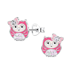 Wholesale Silver Owl Stud Earrings