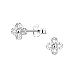 Wholesale Silver Twisted Flower Stud Earrings