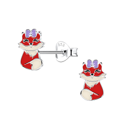 Wholesale Silver Fox Stud Earrings