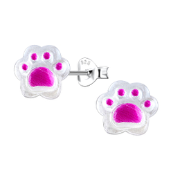 Wholesale Silver Stud Earrings with Resin Paw Print