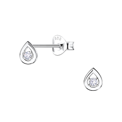 Wholesale Silver Pear Stud Earrings