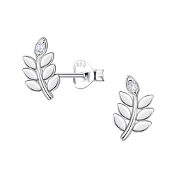 Wholesale Silver Olive Leaf Stud Earrings