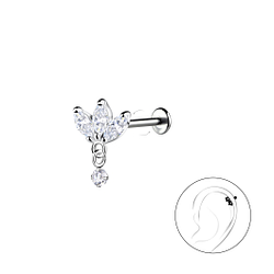Wholesale Silver Flower with Titanium Labret