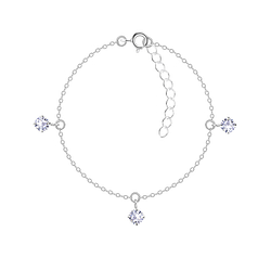 Wholesale 4mm Round Cubic Zirconia Silver Bracelet