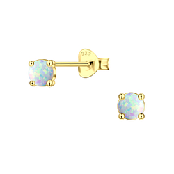 Wholesale 4mm Opal Silver Stud Earrings
