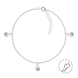Wholesale 25cm Silver Shell Anklet