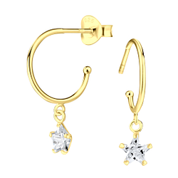 Wholesale Silver Star Half Hook Stud Earrings