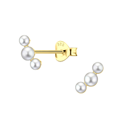Wholesale Silver Triple Pearl Stud Earrings