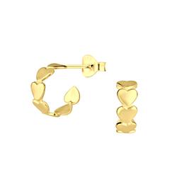 Wholesale Silver Heart Half Hoop Stud Earrings