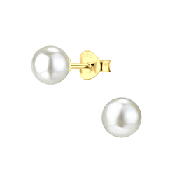 Wholesale 6mm Pearl Silver Stud Earrings
