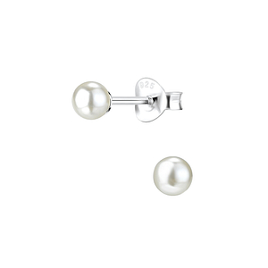 Wholesale 4mm Pearl Silver Stud Earrings