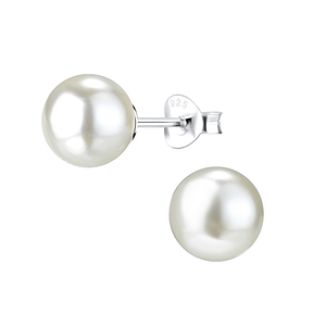 Wholesale 8mm Pearl Silver Stud Earrings