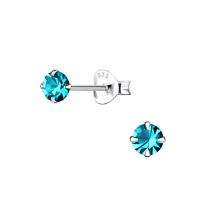 Wholesale 4mm Round Crystal Silver Stud Earrings