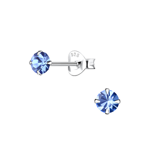 Wholesale 4mm Round Crystal Silver Stud Earrings