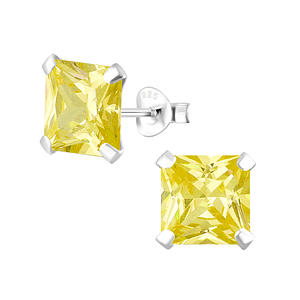 Wholesale 8mm Square Cubic Zirconia Silver Stud Earrings