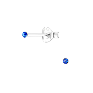 Wholesale 1.5mm Round Crystal Silver Stud Earrings