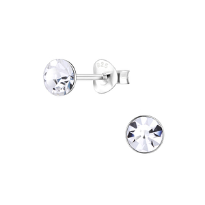 Wholesale 5mm Round Crystal Silver Stud Earrings