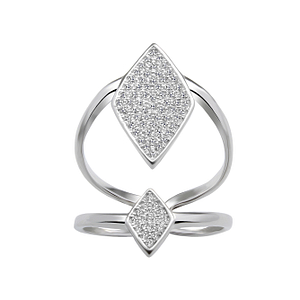 Wholesale Silver Daimond Shaped Cubic Zirconia Ring
