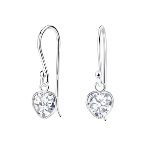 Wholesale 6mm Heart Cubic Zirconia Silver Earrings