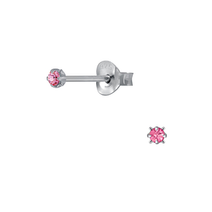 Wholesale 2.5mm Round Crystal Silver Stud Earrings