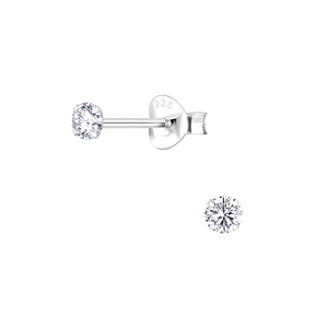 Wholesale 3mm Round Cubic Zirconia Silver Stud Earrings