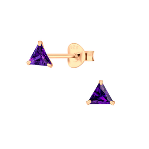 Wholesale 4mm Triangle Cubic Zirconia Stud Earrings