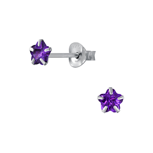 Wholesale 4mm Flower Cubic Zirconia Silver Stud Earrings