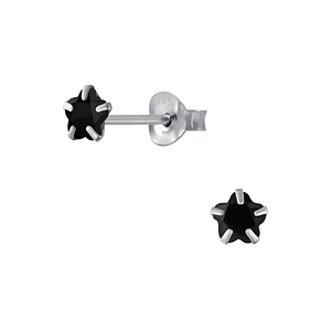 Wholesale 4mm Flower Cubic Zirconia Silver Stud Earrings