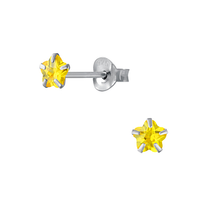Wholesale 4mm Flower Cubic Zirconia Silver Stud Earrings