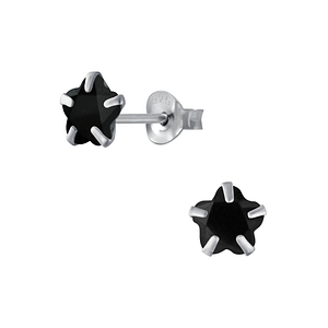 Wholesale 6mm Flower Cubic Zirconia Silver Stud Earrings