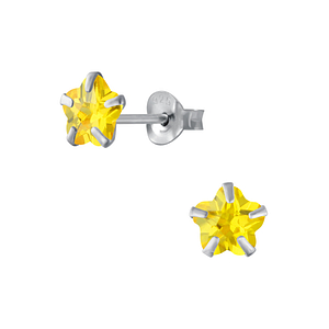 Wholesale 6mm Flower Cubic Zirconia Silver Stud Earrings