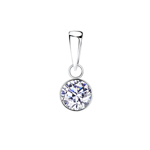 Wholesale 6mm Round Cubic Zirconia Silver Pendant