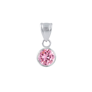 Wholesale 6mm Round Cubic Zirconia Silver Pendant