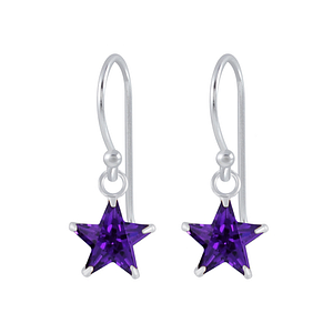 Wholesale 6mm Star Cubic Zirconia Silver Earrings