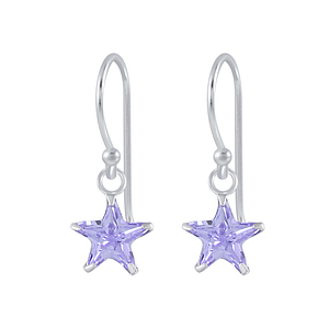 Wholesale 6mm Star Cubic Zirconia Silver Earrings