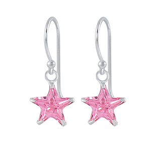 Wholesale 8mm Star Cubic Zirconia Silver Earrings