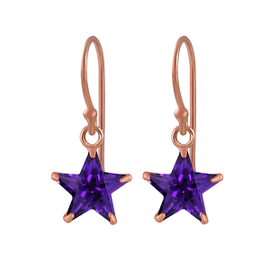 Wholesale 8mm Star Cubic Zirconia Silver  Earrings
